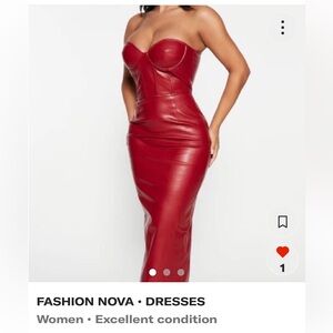 Fashion Nova Burgundy Faux Leather Gown M
